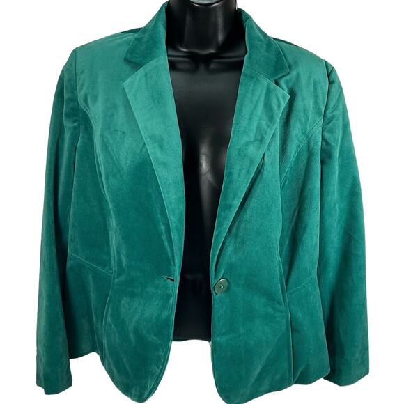 Kim Rogers Women's Long Sleeve Soft Green Corduroy Blazer Top Jacket Size 10P - Picture 3 of 12